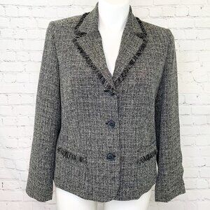 NWOT NORTON MCNAUGHTON BLACK & WHITE FRINGE BLAZER JACKET 14